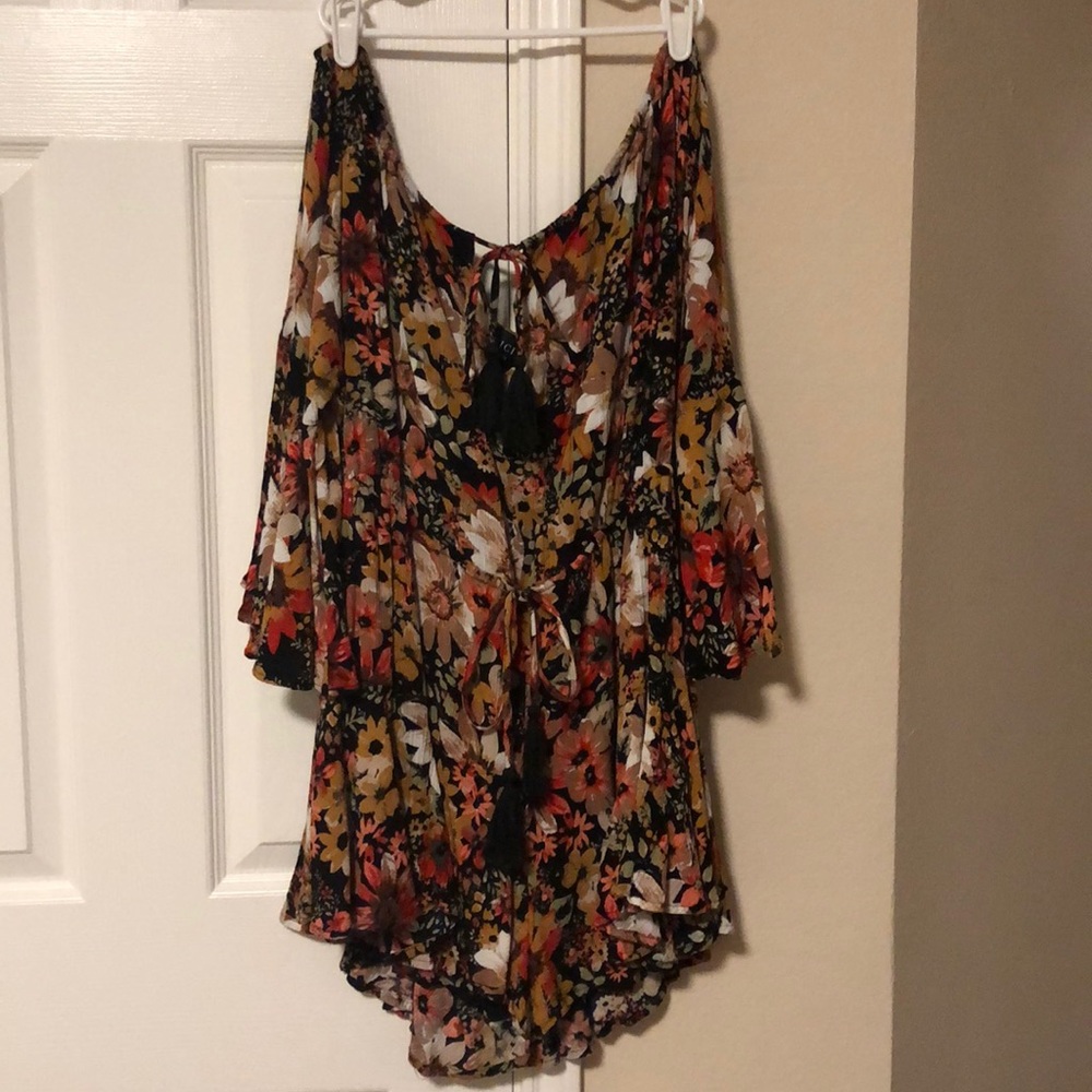 VICI Black & Orange Floral Romper